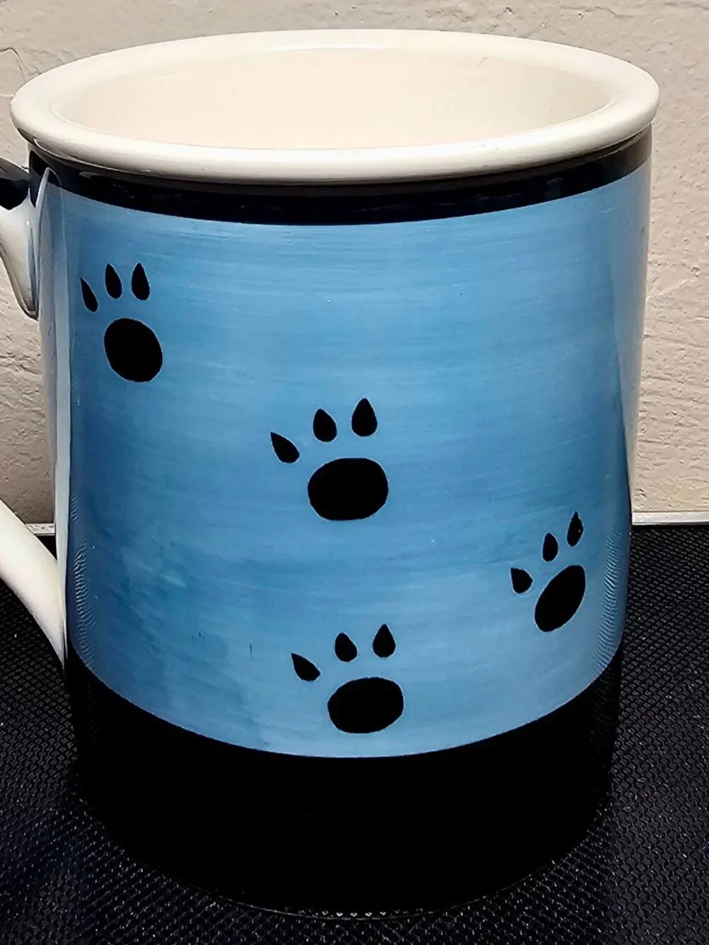 HUES N BREWS ~ Black Cat Coffee/Tea Mug ~ BLUE ~ Siamese Kitty Tea Strainer
